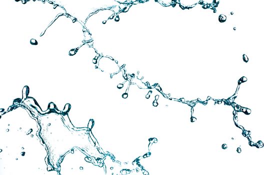 Blue color water splash on white background.