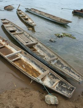 Wooden boats on the river