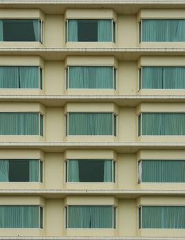 Rows of hotel rooms outside