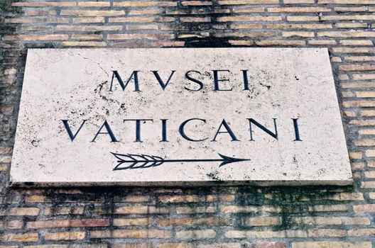 Marble signboard on a wall of Vatican Museum, Rome