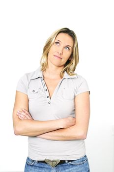 young blond woman with arms crossed