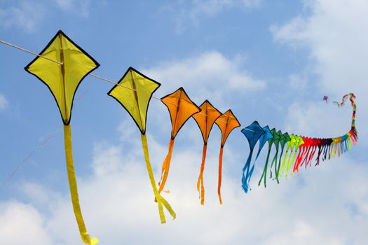 Kites with blue sky background