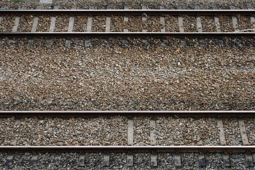 Train tracks detail from above