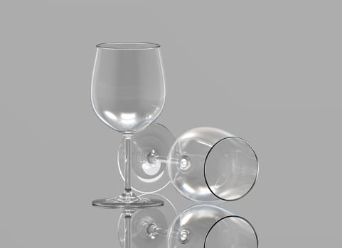 Two glasses for red vine isolated on grey
