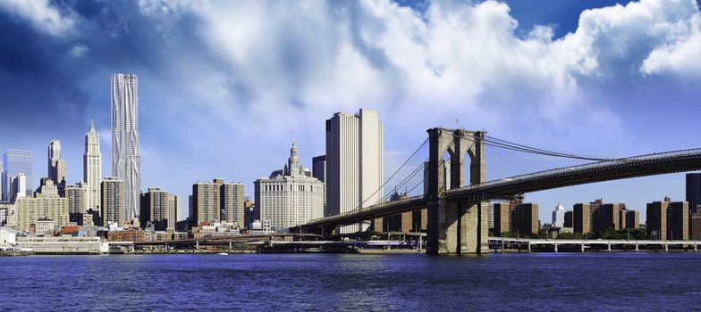 Clouds over Brooklyn Bridge in New York City, U.S.A.