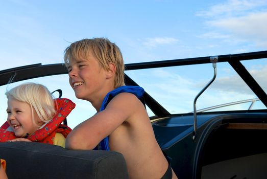 brother and sister on a ship. Please note: No negative use allowed.