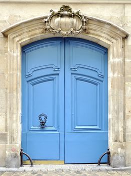 A blue door in Paris, France
