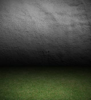 Wall cement and grass background with columns