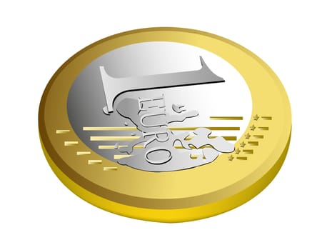 Euro coin on a white background