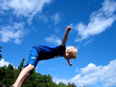 children playing on the trampoline. Please note: No negative use allowed.