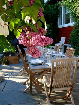 dining table in the garden. Please note: No negative use allowed.