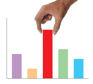 Hand holding and business graph