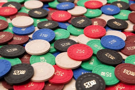 Photo of a large group of poker chips.