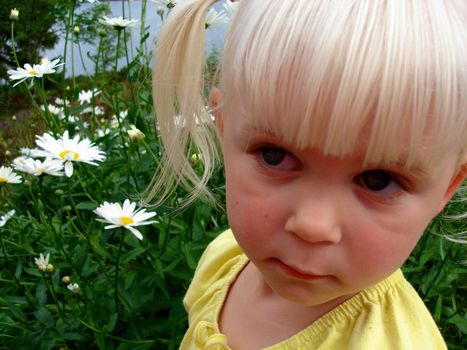 girl picking the flowers. Please note: No negative use allowed.