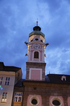 Innsbruck buildings  at  evening, Austria