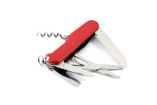 Swiss pocket knife isolated on white 