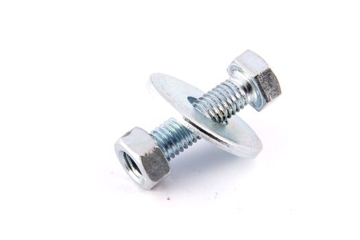 Screw bolts and nuts, isolated on white