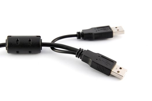 Usb cables on white background 