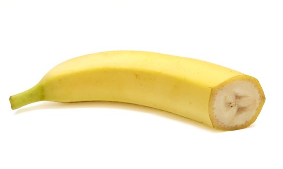 Cut banana isolated on white background 