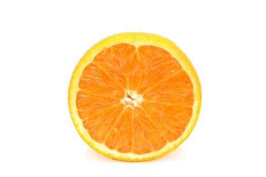 A cut orange,  isolated on white 