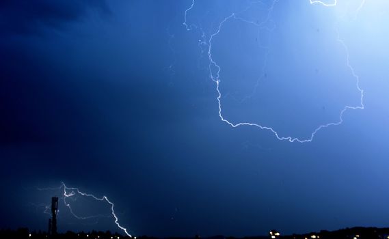 Dark stormy sky with a lightning 