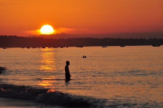 Landscape of seashore at sunrise