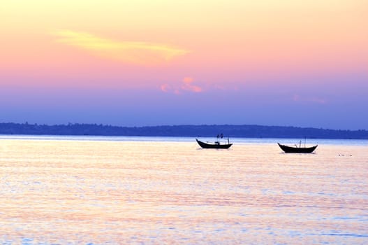 Landscape of seashore at sunrise