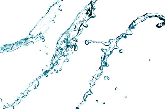 Blue color water splash on white background.