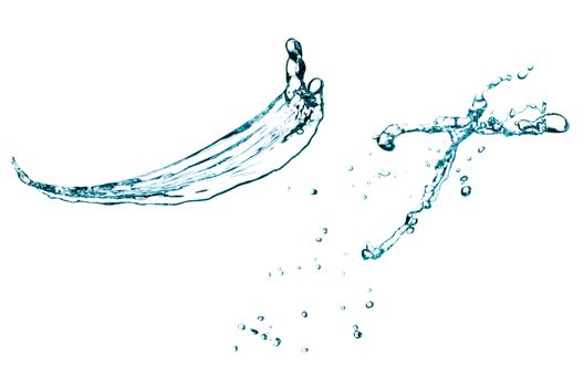 Blue color water splash on white background.