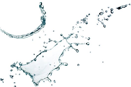 Blue color water splash on white background.