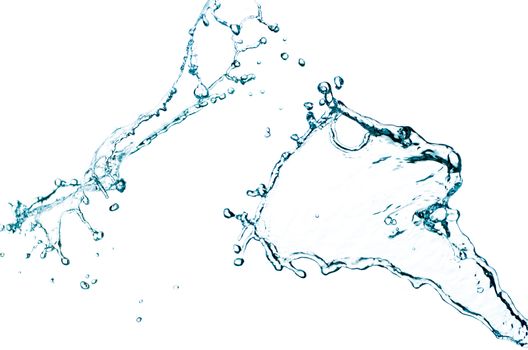Blue color water splash on white background.