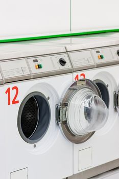 Washing machines in a public laundromat