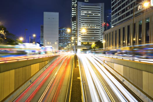 traffic in city at night