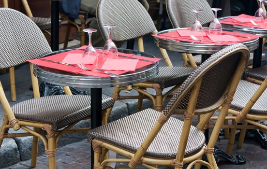 A typical French restaurant table on terrace