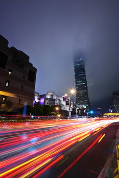 Taipei commercial district at night