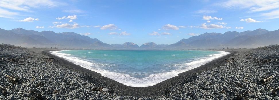 Panorama shot of lake in New Zeeland
