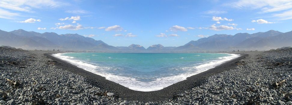 Panorama shot of lake in New Zeeland