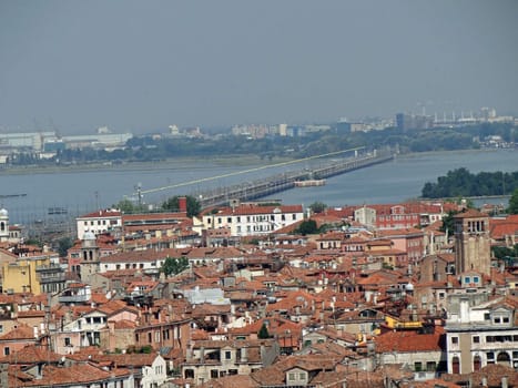 aerial view from Campanile tower on St mark square