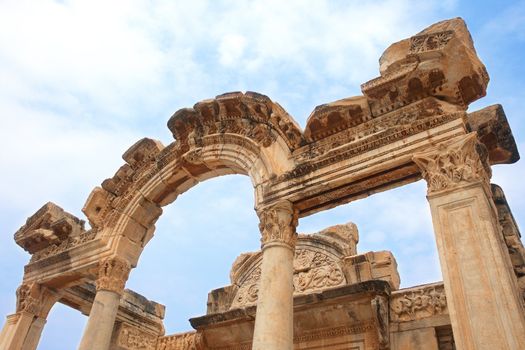 Temple of Hadrian in ancient city of Ephesus, Turkey 