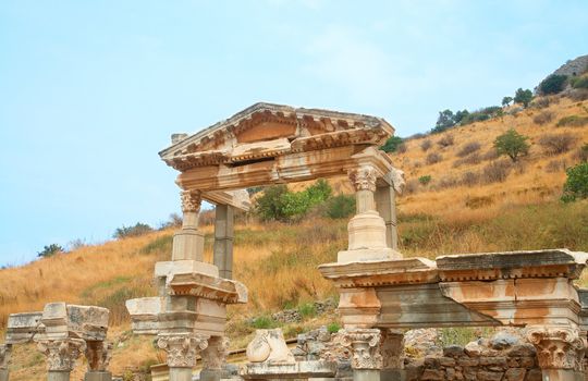 Fountain of Trajan in ancient city of Ephesus, Turkey