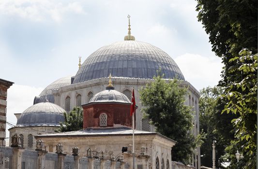 June 2011 Outside main entrance Hagia Sophia showing main dome, Istanbul Turkey