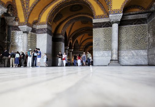 June 2011 General public walking the corridors and balcony at Hagia Sophia Istanbul, Turkey