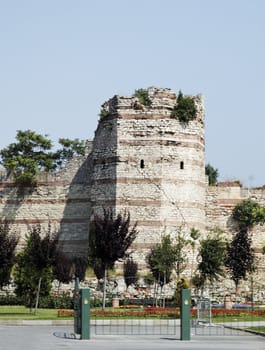 Istanbul, Turkey, one of the remain towers still standing at the the wall of Constantinople