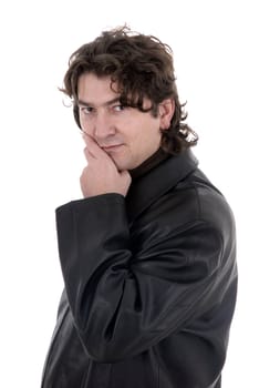 young casual man portrait in white background