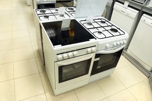 Domestic equipment (washing machines and gas stoves) arranged in the store