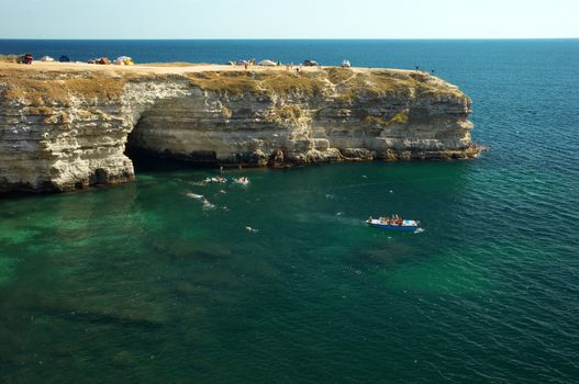 diving cape on the Black Sea (Crimea) at summer