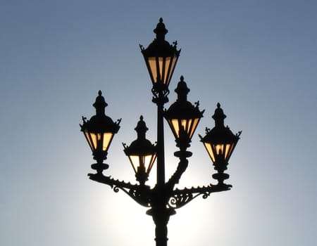 Street lantern at night against the sky