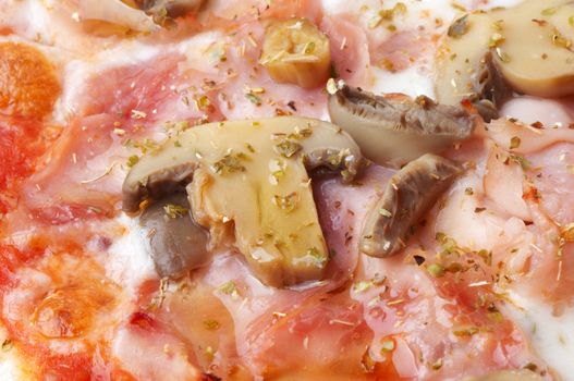 closeup background of Italian pizza, selective focus