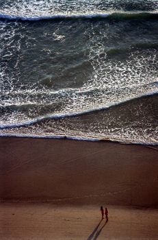 View of beach from high with people