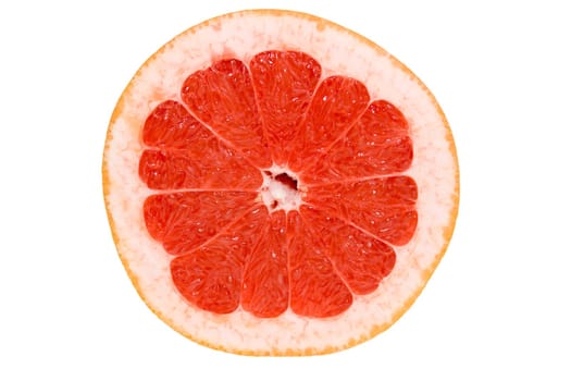 the juicy cut grapefruit on a white background, Contains Clipping Path